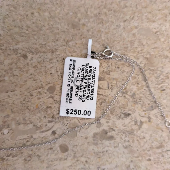 NWT Macy's 1/4 CTTW Diamond Circle Pendant With Sterling Silver Necklace. - Picture 8 of 8